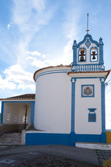 Beautiful white and blue antique traditional building in Elvas Alentejo, Portugal