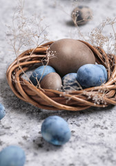 easter eggs with herbal decor