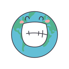 cartoon earth planet smiling icon, fill style