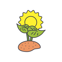 plant growing and sun icon, fill style