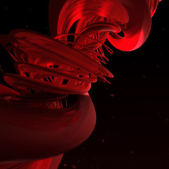 3D Red Veins Twisted Together with Blurred Cells in the Background Abstract