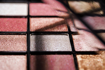 Palette of colorful eye shadows