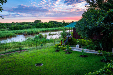 Beautiful sunset at the river lodge in Krugerpark South-Africa