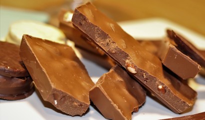 Delicious pieces of handmade chocolates.