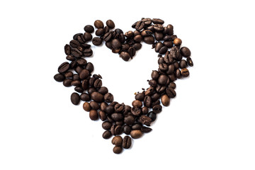 heart made of coffee beans