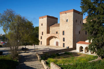 Fototapeta na wymiar Badajoz beautiful arabic castle with garden in Spain