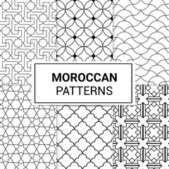 Illustration vector graphic set of moroccan pattern. good for print design. fabric or wallpaper. - obrazy, fototapety, plakaty
