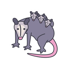 Obraz na płótnie Canvas opossum with hatchlings icon, fill style