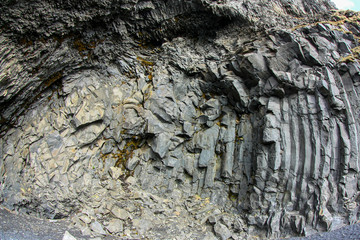 Basalt column formation in Iceland. Background