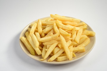 french fries with white background 