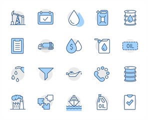 Set of Oil Related Vector Line Icons. Contains such Icons as Fuel Truck, Gas Station, Oil Factory, Transportation and more. Editable Stroke. 32x32 Pixel Perfect.