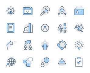 Set of Head Hunting Related Vector Line Icons. Contains such Icons as Career growth, Bulb, Candidate, Search, CV, Card Index, Outsource and more. Editable Stroke. 32x32 Pixel Perfect