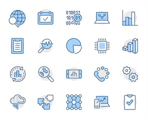 Yellow Set Data Analysis Related Technology Vector Line Icons. Contains such Icons as Charts, Search, Graphs, Traffic Analysis, Big Data and more. Editable Stroke. 32x32 Pixel Perfect