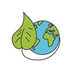 earth planet and leaf icon, fill style