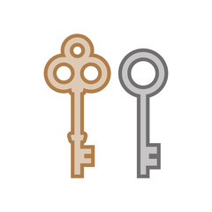 Key icon, lock vector flat design sign