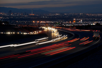 Motion Blur Car Lights on a freeway at night in Las Vegas
