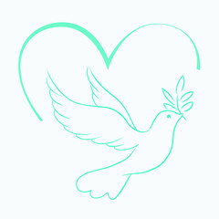 Beautiful line sketch dove bird vector illustration
