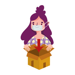 Obraz premium woman with medical mask order online shopping covid 19