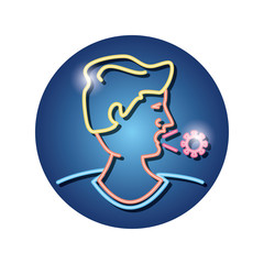 man infected in neon light