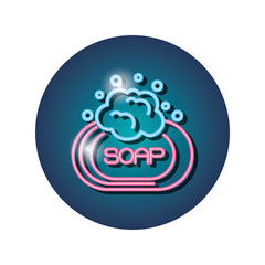 bar of soap with foam in neon light