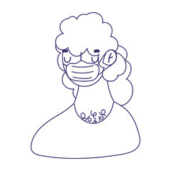 young man character cartoon medical mask covid 19 protection isolated icon line style