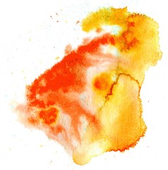 Colorful abstract watercolor texture stain with splashes and spatters.
