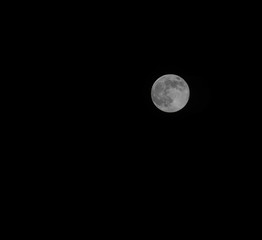 High Detail, Bright Super Moon on Black background