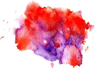 Colorful abstract watercolor texture stain with splashes and spatters.