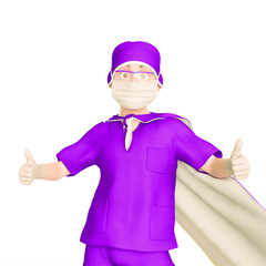 super doctor cartoon everything is ok in white background