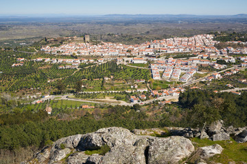 Fototapeta na wymiar Castelo de Vide in Alentejo, Portugal from Serra de Sao Mamede mountains