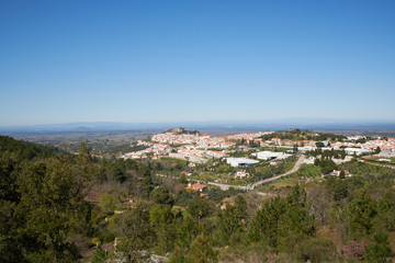 Fototapeta na wymiar Castelo de Vide in Alentejo, Portugal from Serra de Sao Mamede mountains