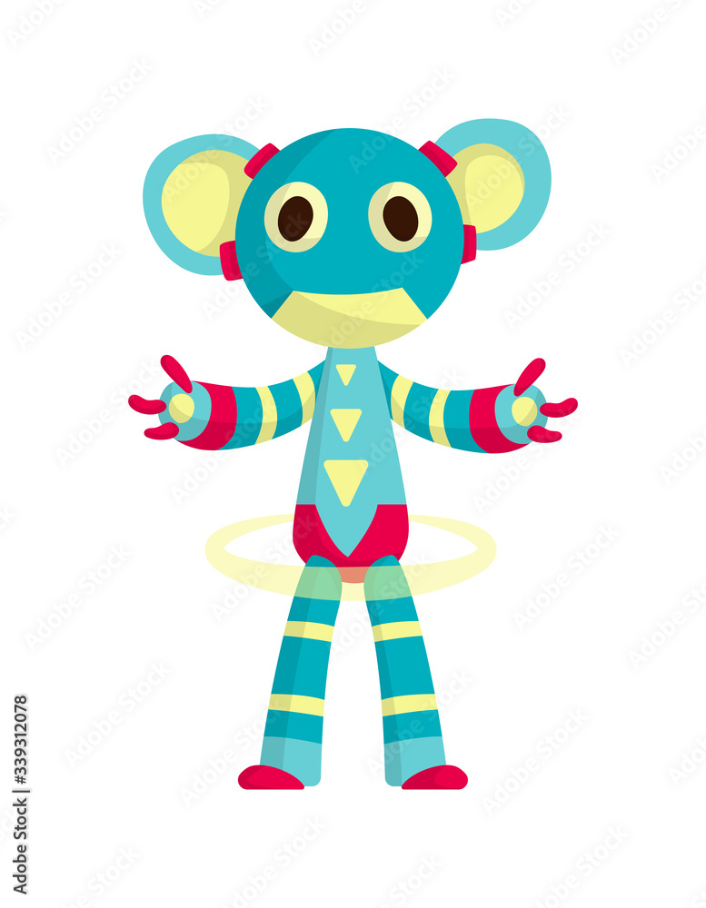 Aufkleber funny cartoon robot. cute retro robot. robotic for children. friendly android robot character with a
