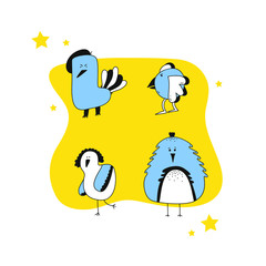 hen and chicks, coloured birds