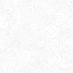 Vector line abstract twisted seamless texture. Natural motives. White background. 