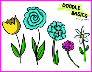Flowers Blumen _ Doodle Sketchnote Template for Workshops, Seminar, Flipchart and Graphic Recording