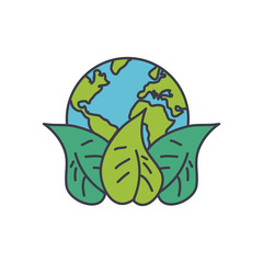 earth planet with leaves icon, fill style