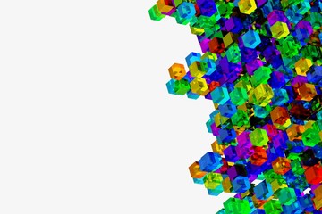 abstract colorful background - glass material cubes, random colors, 3d render illustration