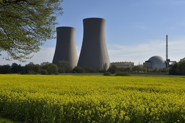 Kraftwerk Grohnde am Rapsfeld