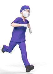 doctor cartoon is running in white background