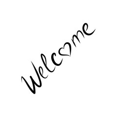 'welcome' hand lettering, vector illustration isolated on white background