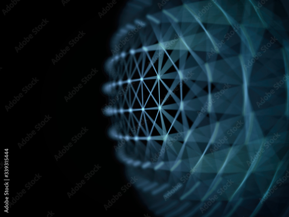 Poster abstract sphere geometry orb and polygonal lines and dots. futuristic technology (super high resolut