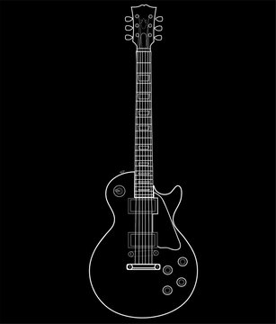 white guitar isolated on black