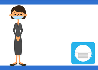 pixta用マスク着用のお知らせスーツ女性
