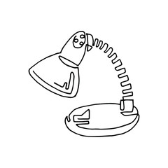 table lamp, black and white, doodle, line art