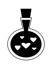 A vessel with a love potion. Magic. Love spell. Love elixir. illustration on the theme of esotericism.