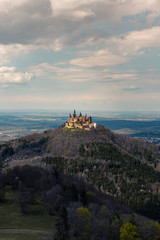 German Hohenzollern Castle during midday in spring