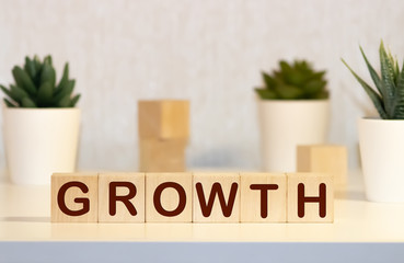 growth word written on wood block