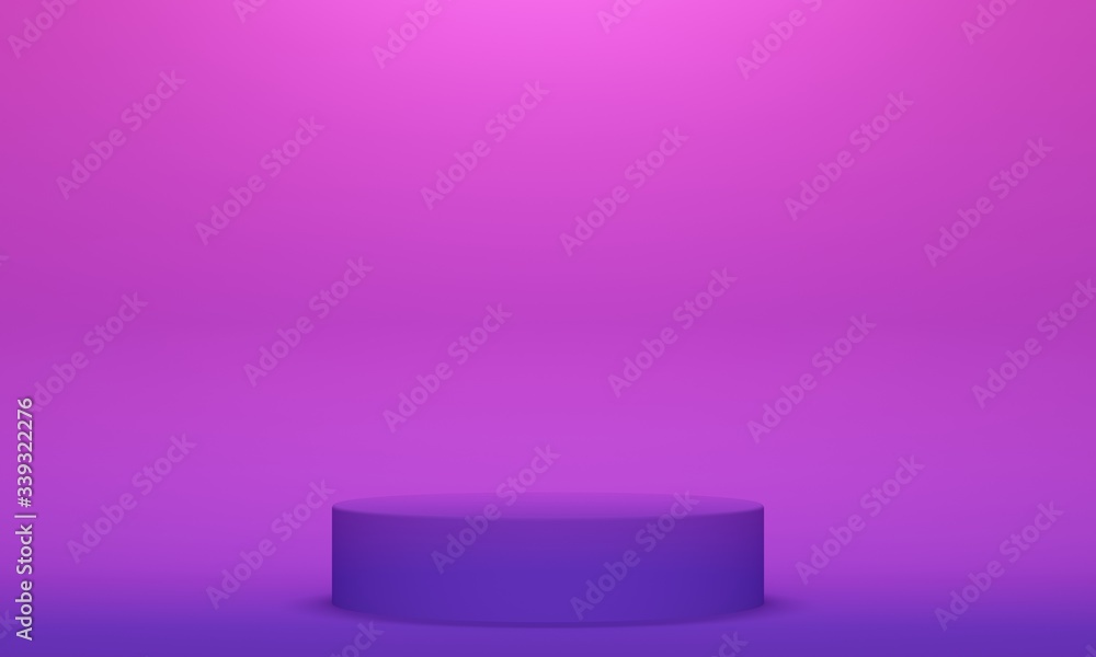 Poster pink abstract gradient background with a cylindrical podium. backdrop design for product promotion. 