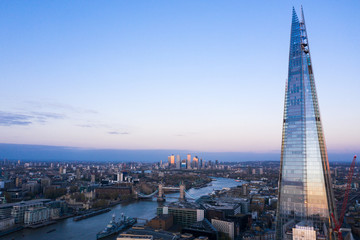London aerial view of Shard and the river Thames  - Powered by Adobe