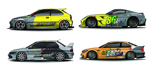 Naklejka premium set of vehicle graphic kit vector. Modern abstract background for car wrap branding and automobile sticker decals livery